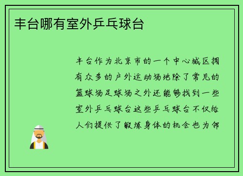 丰台哪有室外乒乓球台