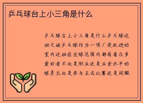 乒乓球台上小三角是什么
