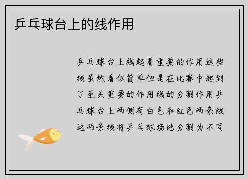 乒乓球台上的线作用