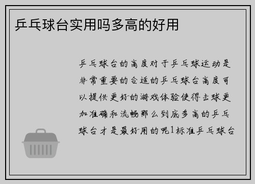 乒乓球台实用吗多高的好用