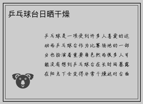 乒乓球台日晒干燥