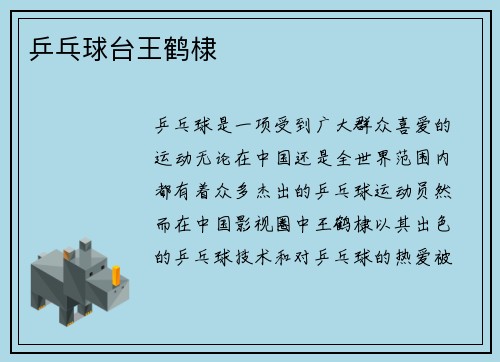 乒乓球台王鹤棣