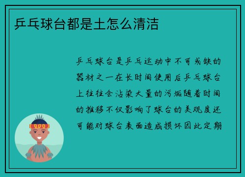 乒乓球台都是土怎么清洁