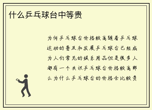 什么乒乓球台中等贵
