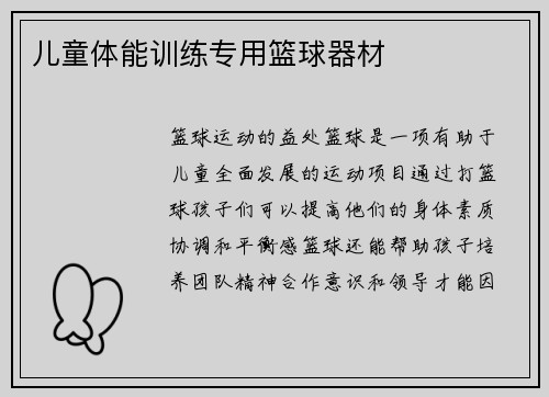 儿童体能训练专用篮球器材