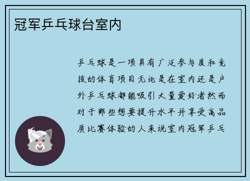 冠军乒乓球台室内